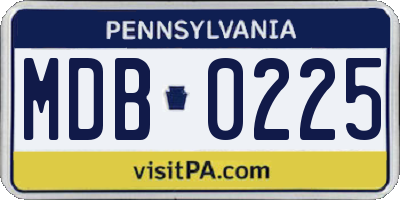 PA license plate MDB0225