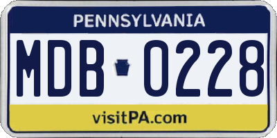 PA license plate MDB0228