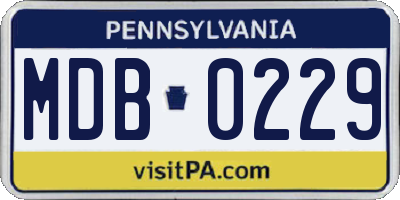 PA license plate MDB0229