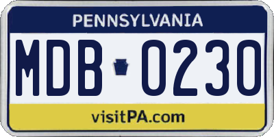 PA license plate MDB0230