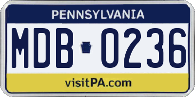 PA license plate MDB0236