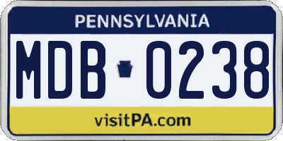 PA license plate MDB0238