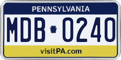 PA license plate MDB0240