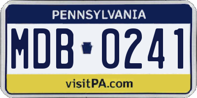 PA license plate MDB0241