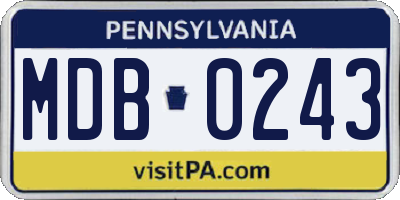 PA license plate MDB0243