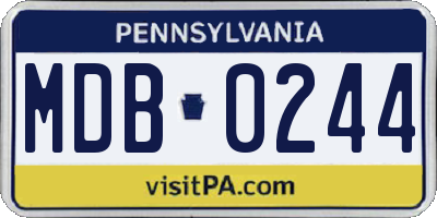 PA license plate MDB0244