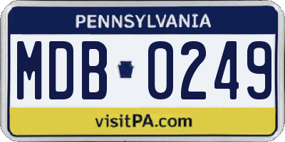 PA license plate MDB0249