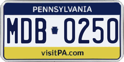 PA license plate MDB0250