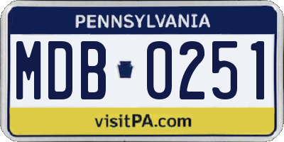 PA license plate MDB0251