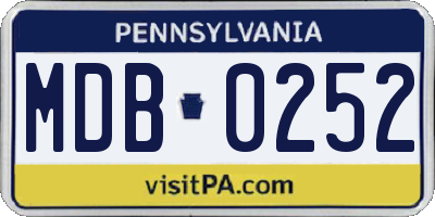 PA license plate MDB0252