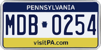 PA license plate MDB0254