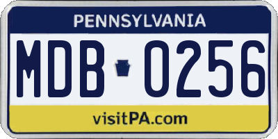 PA license plate MDB0256