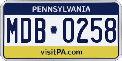 PA license plate MDB0258