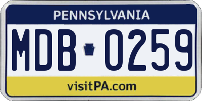 PA license plate MDB0259