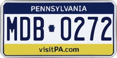 PA license plate MDB0272
