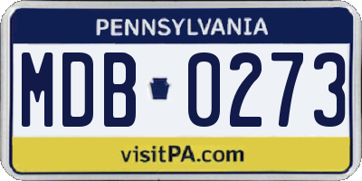 PA license plate MDB0273