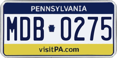 PA license plate MDB0275