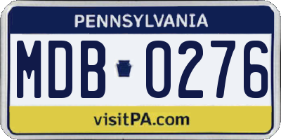 PA license plate MDB0276
