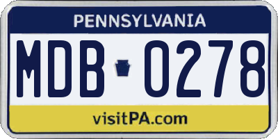 PA license plate MDB0278