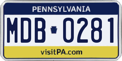 PA license plate MDB0281