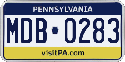 PA license plate MDB0283