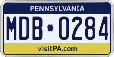 PA license plate MDB0284