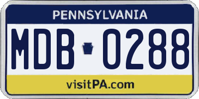 PA license plate MDB0288