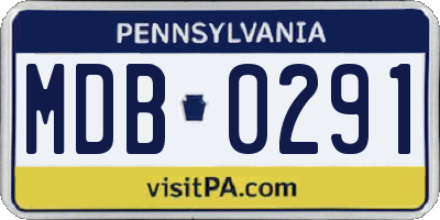 PA license plate MDB0291