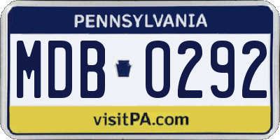 PA license plate MDB0292