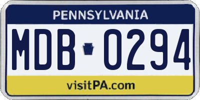 PA license plate MDB0294
