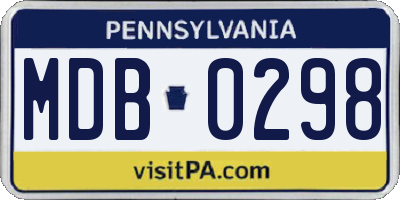 PA license plate MDB0298