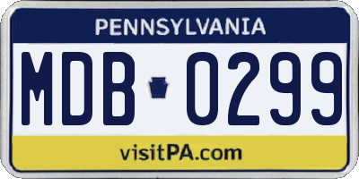 PA license plate MDB0299