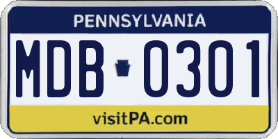 PA license plate MDB0301