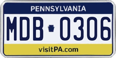 PA license plate MDB0306
