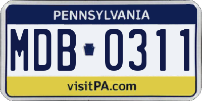 PA license plate MDB0311