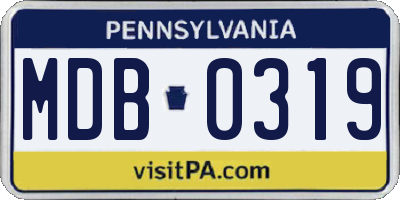 PA license plate MDB0319