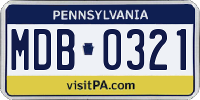PA license plate MDB0321