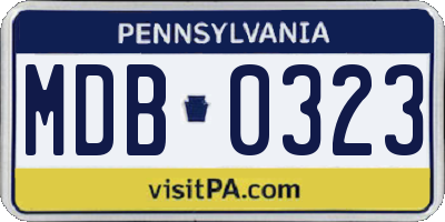 PA license plate MDB0323