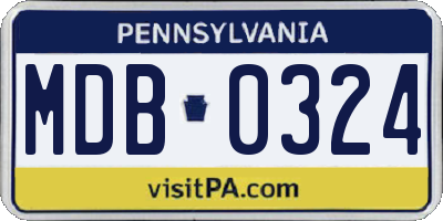 PA license plate MDB0324