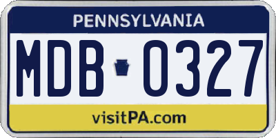 PA license plate MDB0327