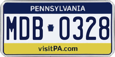 PA license plate MDB0328