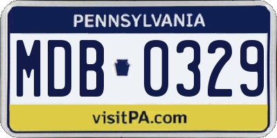 PA license plate MDB0329