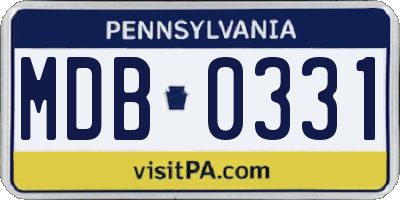 PA license plate MDB0331