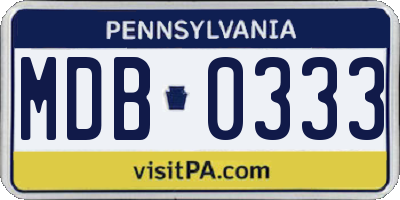 PA license plate MDB0333