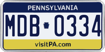 PA license plate MDB0334
