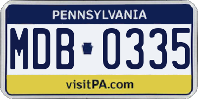 PA license plate MDB0335