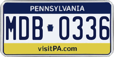 PA license plate MDB0336