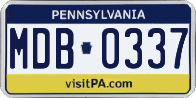 PA license plate MDB0337