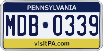 PA license plate MDB0339