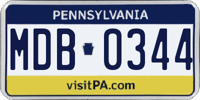PA license plate MDB0344